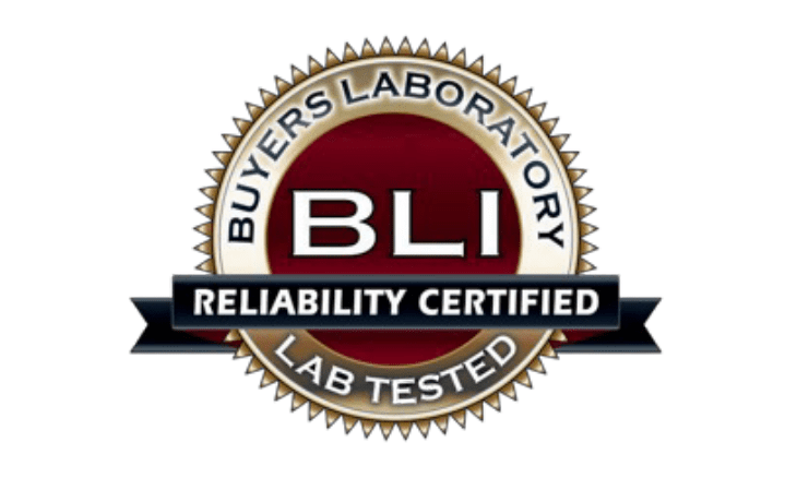 BLI-Reliability-Certified A gold and black seal with Buyers Laboratory on the outer ring, BLI in the center, and Reliability Certified and Lab Tested on black banners across the bottom—signifying GoodSuite’s commitment to quality.