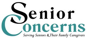 Senior-Concerns Senior Concerns logo with the tagline Serving Seniors & Their Family Caregivers in teal and black text on a light background.