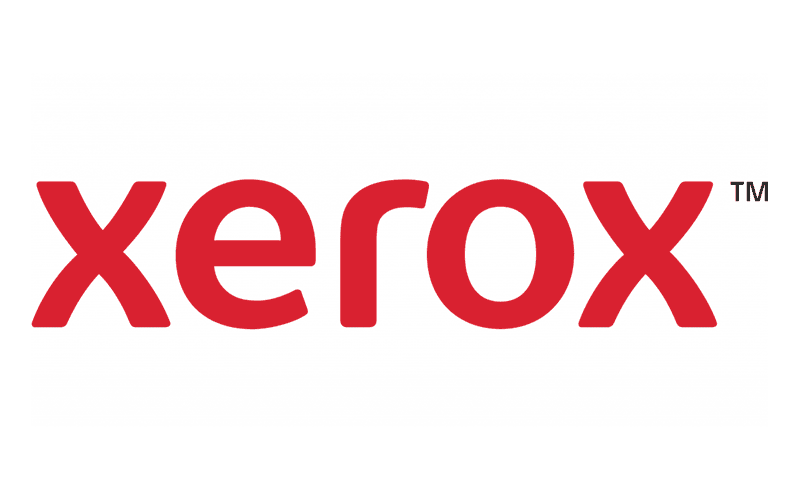 The image shows the Xerox logo, featuring the word xerox in lowercase, bold, red letters on a white background, with a trademark symbol (™) at the top right.