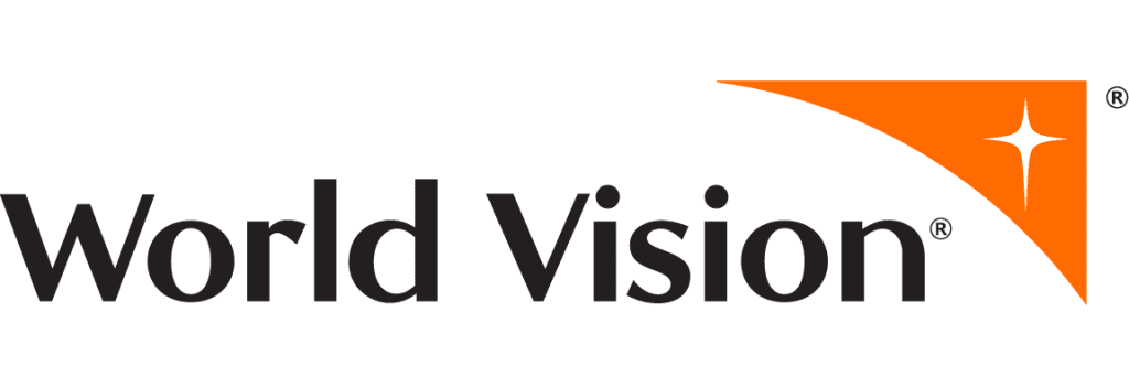 worldvision-01 World Vision logo featuring the words World Vision in black text, with an orange triangular shape containing a white starburst in the upper right corner.