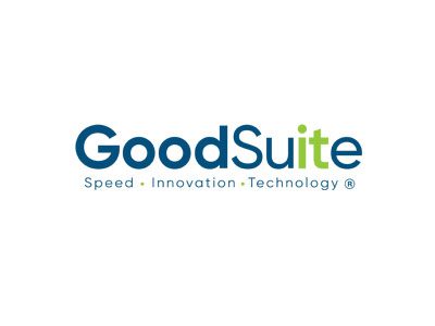 GoodSuite logo with the words Speed • Innovation • Technology ® below in smaller font. Good is in dark blue, Suite is in light blue with a green dot over the i on a white background—highlighting GoodSuite's expansion into Strata IT solutions.