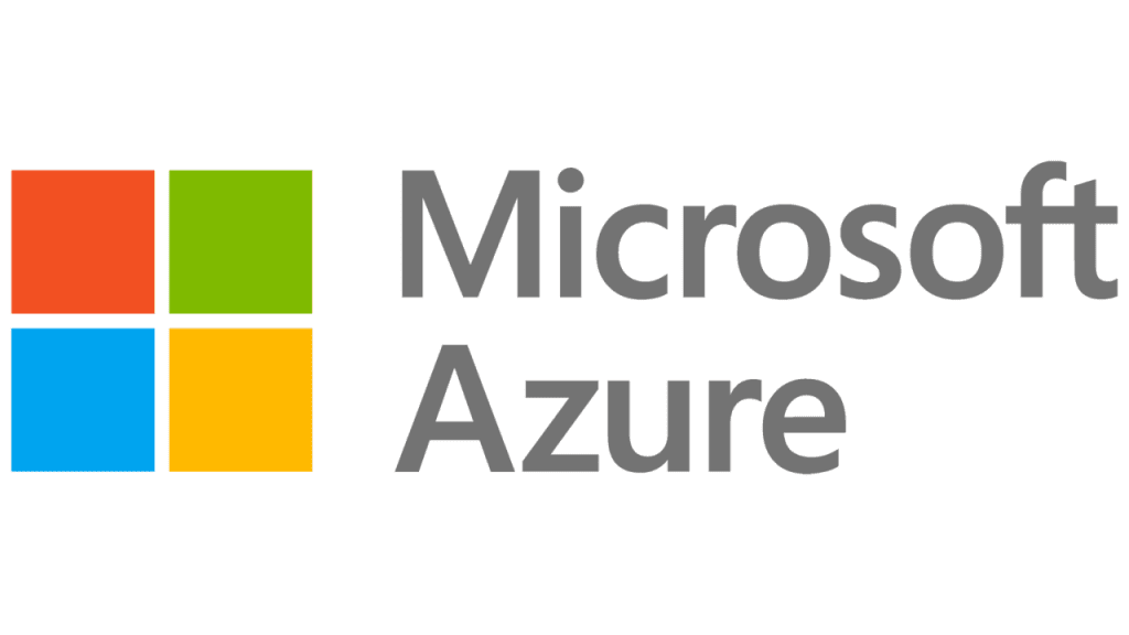 Microsoft-Azure The image shows the Microsoft Azure logo, featuring the four-colored Microsoft window icon to the left and the words Microsoft Azure in gray text to the right on a white background, highlighting its focus on cybersecurity.