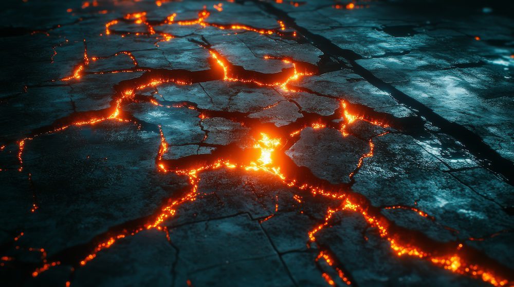 Glowing orange lava flows through cracks in a dark, rocky surface, creating a dramatic, otherworldly landscape that sparks curiosity—much like the questions to ask your IT team when navigating complex and vivid contrasts in technology.
